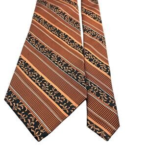 Mens Privado Bronze Repp Stripped Silk Neck Tie Handmade 60"L x 3.75"W